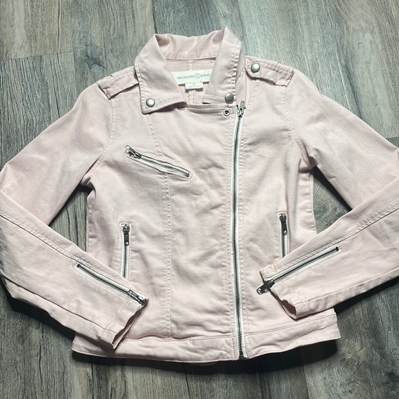 Treasure & Bond Light Pink Motorcycle Jacket, size xs - Picture 2 of 10